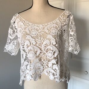 ❤️3X20 FOREVER 21 Women Lace Crochet Floral Crop Top